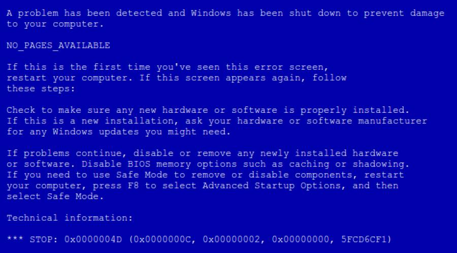 Синий экран и перезагрузка windows 7 причины. Что делать при появлении синего экрана или автоматической перезагрузки компьютера. Что собой представляет BSoD